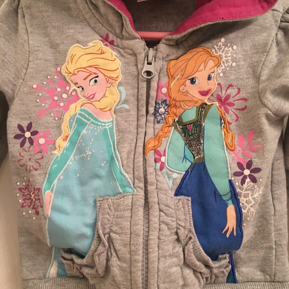 Disney Shirts & Tops Disney Frozen Elsa Anna Girls Zip Up Hoodie